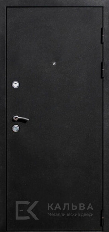 Фото «Металлическая дверь чёрная порошковая снаружи венге меандр внутри №9»